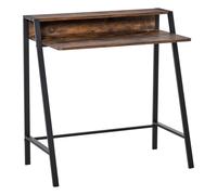 2-Tier Workstation Computer Laptop Desk Table with Storage Shelf HOMCOM Brown One Size