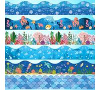 84Ft Ocean-Themed Bulletin Board Borders 6 Designs 78Pcs Underwater World Decoration Borders Colorful Trim Border Bulletin Board Stickers for School Classroom Office Party Decoration