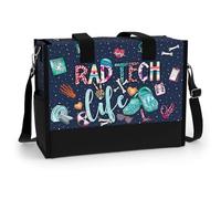 84hoods Large Tote Bag for Women. Gift for Nurse. Waterproof Bag with Pockets and Zipper for Travel, Work, Grocery., Rad Tech Life, L