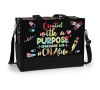 84hoods Large Waterproof Tote Bag with Pockets and Zipper for Travel, Work, Grocery. Gift for CNA., Created With a Purpose, L