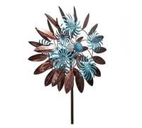 84in Garden Wind Spinners Outdoor, Yard Metal Wind Spinner, Multi-Color Led Lighting Solar Powered Glass Ball Metal Kinetic Wind Sculpture