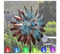 84in Wind Spinners Outdoor Clearance, Metal Kinetic Windmill, Solar Powered Glass Ball with Kinetic Solar Wind Spinners