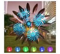 84in Yard Spinners, Wind Spinners for The Garden, Multi-Color Led Lighting Solar Powered Glass Ball Outdoor Windmill