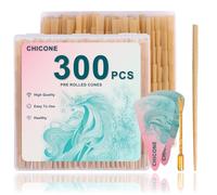 84mm King size cones rolling paper 300 Pack Slow Burning Pre Rolled Cones with Tips in a Box,Includes 60 Packing Sticks,All Natural preroll cones (wood, 84mm)