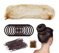 84pcs Brown invisible Hair Bun Net Set,32pcs invisible Hair Nets with Elastic Edge Mesh, 40pcs U Shape Hair Bun Pins & 12pcs Elastic Hair Bands for Girls Women Ballet Dancer Catering