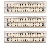 84Pcs Fake Teeth Dental Acrylic Resin Denture False Teeth Upper + Lower Temporary Crowns Replacement Kit Fake Tooth for Missing Loose Tooth Fill Large Gap Makeup Cosplay Horror Prop 3 Sets, 23 A2