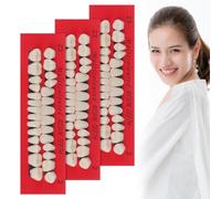 84Pcs False Teeth Dental Complete Acrylic Resin Denture Teeth,3 Sets Halloween Horror Teeth Synthetic Resin Teeth Temporary Crowns for Halloween Makeup Cosplay Costume Party Ornament Supplies(White)