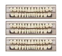 84Pcs False Teeth, Fake Teeth Dental Acrylic Resin Denture, Denture Repair Kit, 23 Shade A2 Upper + Lower Dental Materials for Replacement, for Missing Loose Tooth, 3 Sets, 23 A2