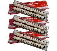 84PCS False Teeth Set, DIY Denture Kit Missing Tooth Replacement Kit, Dental Complete Acrylic Resin Denture Teeth, Synthetic Polymer Resin Upper + Lower Temporary Crowns