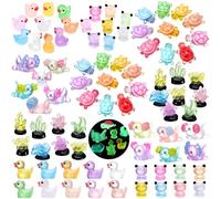 84Pcs Mini Resin Animals,Luminous Resin Animal Tiny Small Animals Glow in The Dark Axolotl Duck Frog Turtle Coral Miniature Figures for Garden Dollhouse Decor