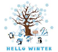 84pcs Winter Bulletin Board Decorations for Classroom, Hello Winter Christmas Bulletin Board Decoration Set Snowflake Penguin Snowman Tree Paper Cutouts for School Home Wall Window Decor