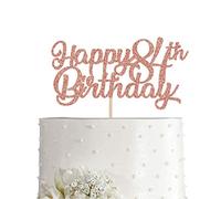 84th Birthday Cake Topper, Rose Gold Glitter Cheers To 84 Years Party Decoration, Supply