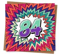 84th Birthday Card, 84th Birthday Card for Her or Him, Bold Retro Zigzag Design with Large 84 Number, Colourful Celebration for Mum, Dad, Friend or Family