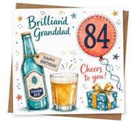 84th Birthday Card for Grandad, Brilliant Beer Balloon