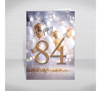 84th Birthday Card for Men and Women - Luxurious Gold & Silver Balloon Design featuring Age, and Inside Greeting ‘have a Great birthday!’ - Unisex Happy 84th Card with envelope (Size A5)