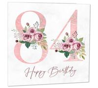 84th Birthday Card for Women - Floral 84th Birthday Cards for 84 year old woman eighty four eighty fourth Ladies Nan Grandma Mum Aunt Sister Mom Friend