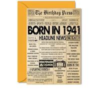 84th Birthday Card for Women Men - Bday Press Newspaper 1941 - Happy 84 Birthday Cards for Nanny Dad Wife Husband Nan Grandad, 5x7 Inch Bday Greeting Cards