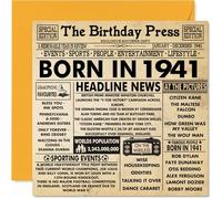 84th Birthday Cards for Men Women - Born In 1941 Newspaper - Happy 84 Birthday Card for Grandad Grandma Nan Vintage Retro Back In 1941, 145mm Bday Greeting Cards