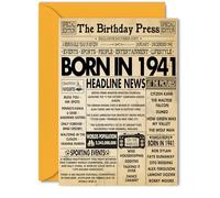 84th Birthday Cards for Women Men - Born In 1941 Newspaper - Happy 84 Birthday Card for Grandma Grandad Nan Vintage Retro Back In 1941, 5x7 Inch Bday Greeting Cards