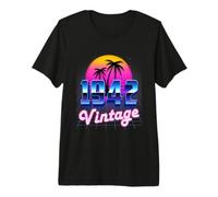 84th Birthday Gift 84 Years Old Men Women Retro Vintage 1942 Premium T-Shirt
