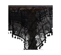 (85*85cm-Black Broom Lace) Vintage Pastoral American Handmade Crochet Round Tablecloth Hollow Lace Fringe Tassels Wedding Dining Table Cover A