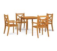 (85 cm table length/5) vidaXL Solid Wood Acacia Garden Dining Set Furniture Multi Sizes 3/5/7/9 Piece