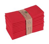 85% Cotton 15% Linen Dinner Cloth Set of 12 Napkins for Everyday Use Over Sized Easter Special Mitered Corners Napkins, Pre Shrunk Good Absorbency Ultra Soft Quality 18x18 in(Red)