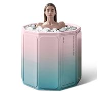 85 Gallon Cold Plunge Tub - Foldable Non-Inflatable Ice Bath for Athletes, No Setup Needed, Portable Multi-Layer Design for Home, Gym & Outdoor,Pink