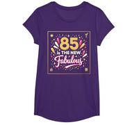 85 is The New Fabulous Birthday Gift Celebration Print T-Shirt, Girls, Purple, Medium