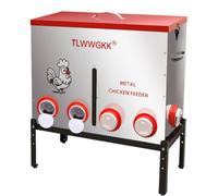 85 lbs Large Automatic Chicken Feeder - 10-Port No-Waste Dispenser with Visual Window & Height-Adjustable Legs - Rodent/Goat Proof, All-Weather Heavy-Duty Galvanized Metal Design for Outdoor Poultry