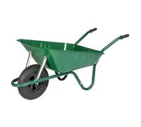 85 Litre Heavy Duty Builders Wheelbarrow Green Pneumatic Wheel
