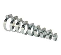85 Pc Zinc Plated Hose Clip Assortment - 9.5 to 55mm - External Pressed Threads