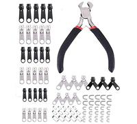 85 Pcs Pure Copper and Zinc Alloy Zipper Replacement Zipper Repair Kit with Plier Tool Set