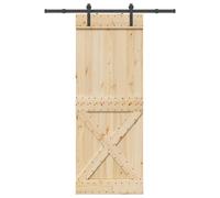 (85 x 210 cm (152.5 cm)) vidaXL Sliding Door with Hardware Set 70x210 cm Solid Wood Pine interior door