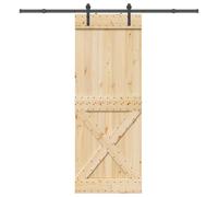 (85 x 210 cm (213.5 cm)) vidaXL Sliding Door with Hardware Set 70x210 cm Solid Wood Pine interior door