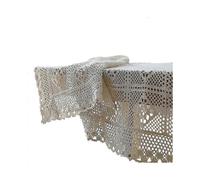 (85 x 85 cm - Beige) Vintage Pastoral American Handmade Crochet Round Tablecloth Openwork Lace Tassel Fringe Tablecloth for Wedding Dining Table A