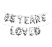 85 Years Loved Balloon Banner, Multicolor Glitter Garlands for 85th Birthday/Wedding Anniversary Party Decorations Supplies (85 YEARS LOVED Silver)