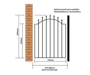 (850-910mm GAP X 1041mm High) Weston Single Metal Ball-Top Garden Gate galvanised