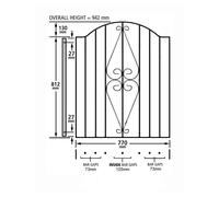 (850-910mm GAP X 942mm High galvanised) Henley Scroll Garden Gates galvanised metal iron