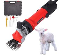 850W Electric Sheep Shears, Sheep Clippers with 6-Speed Adjustment & Professional 13 Teeth Blade, Stainless Steel Blade Electric Wool Shears for Goats Cattle Farm Livestock Red 13-Teeth