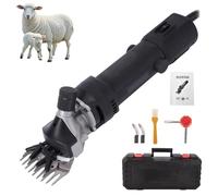 850W Professional Farm Shears, Electric Livestock Clipper with 6-Speed Adjustable, Adjustable Blade Spacing, 300cm Extended Cord, Farm Animal Electric Clipper Set for Thick Co Black 13 Straight Teeth