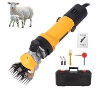 850W Professional Farm Shears, Electric Livestock Clipper with 6-Speed Adjustable, Adjustable Blade Spacing, 300cm Extended Cord, Farm Animal Electric Clipper Set for Thick Co Yellow 9 Straight Teeth