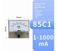 85C1 DC Milliammeter Pointer Type Mechanical Meter Current 1/2/3/4/5/10~1000mA Panel Size 56 * 64mm Hole 50mm 1Pcs(150mA)