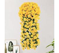 85cm Artificial Violet Vine Bunch, Artificial Hanging Flowers Outdoor Indoor Wall Hanging Plants Colorful Violet Vine Flower Bouquets Home Garden Decoration (Yellow)