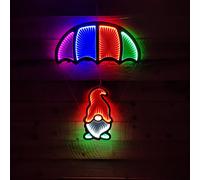 85cm Multicoloured Infinity LED Hanging Parachute Christmas Gnome Gonk