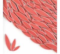 85g Ceramic Petal Mosaic Tiles DIY Porcelain Leaf Tile Willow Leaves Making Stones for Walls, Crafts(Light Red)