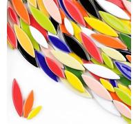 85g Ceramic Petal Mosaic Tiles DIY Porcelain Leaf Tile Willow Leaves Making Stones for Walls, Crafts(All Color Mix)
