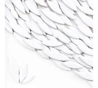 85g Ceramic Petal Mosaic Tiles DIY Porcelain Leaf Tile Willow Leaves Making Stones for Walls, Crafts(White)