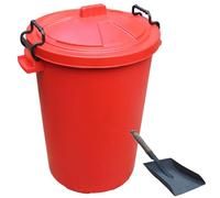 85L 85 Litre Red Plastic Bin Ideal for Rubbish / Food Storage / Recycling / Waste with Lockable Handles + Free Shovel