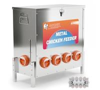 85LBS of Feed Chicken Feeder No Waste 10-Ports Automatic Large Poultry Feeder with Adjustable Legs Perspective Window Latch & Handle for Chickens Bantams Pheasants